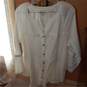 Ruff Hewn Cream Cuffed Sleeve Blouse